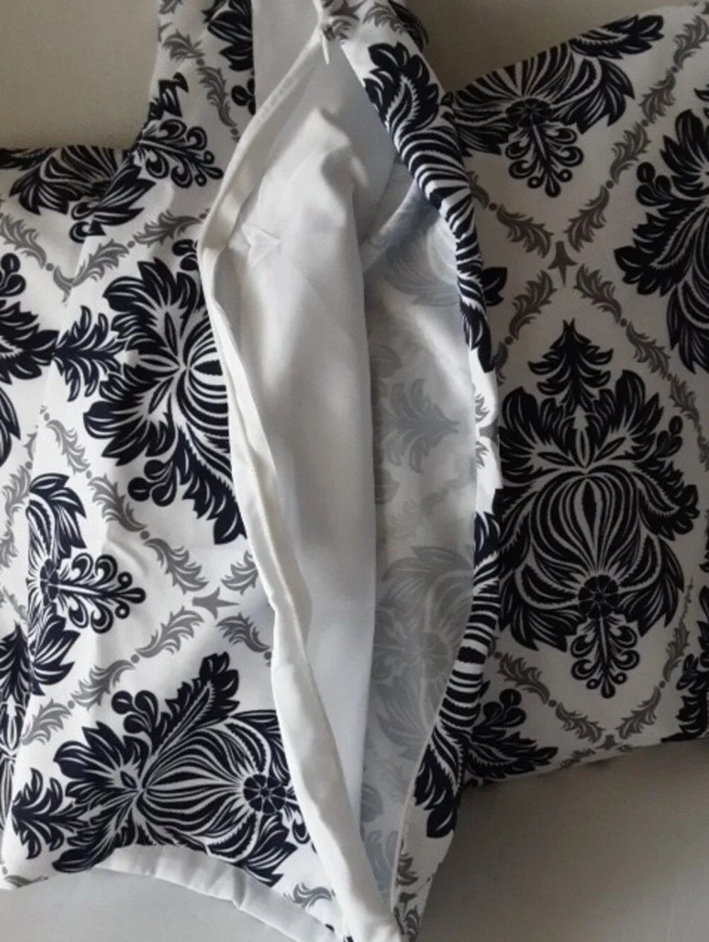 Decorative Navy Gray and White Throw Pillow Cover Set